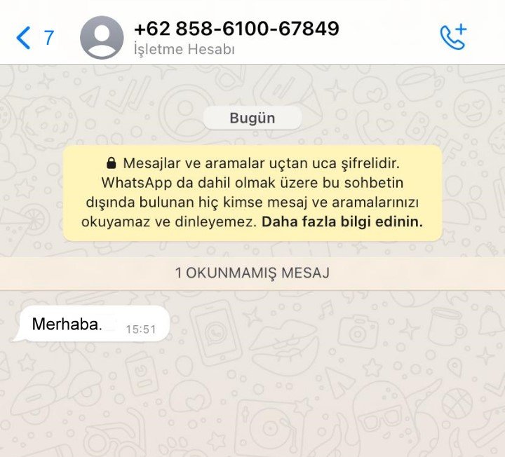 whatsapp endonezya şupheli mesaj +62